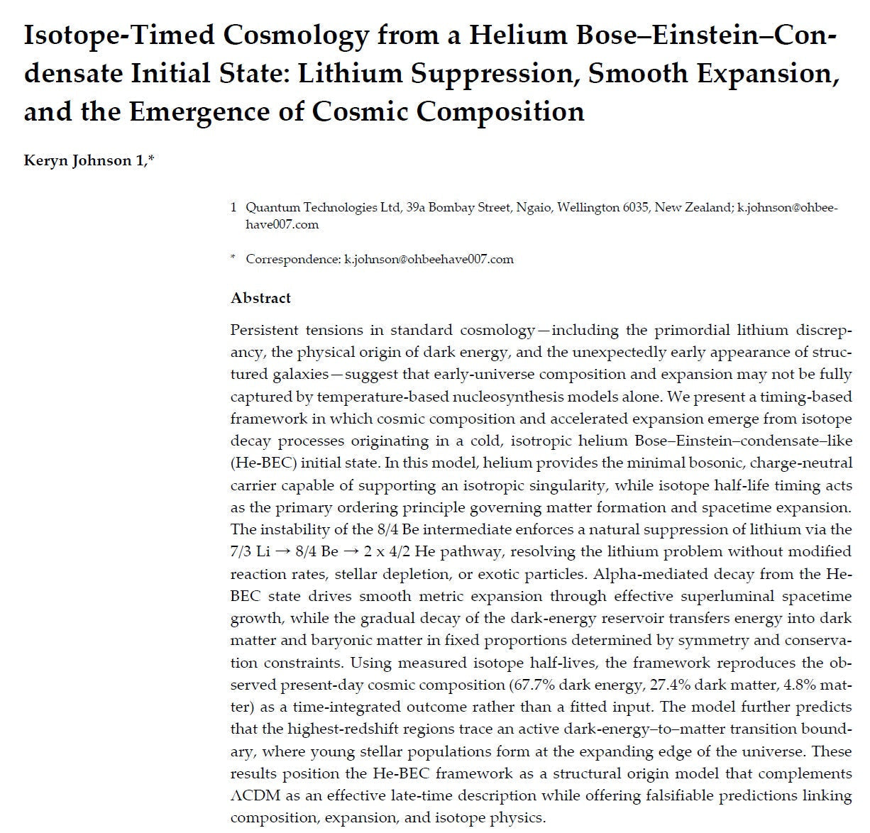 He-BEC Isotropic Singularity | A Coherent Origin of the Universe